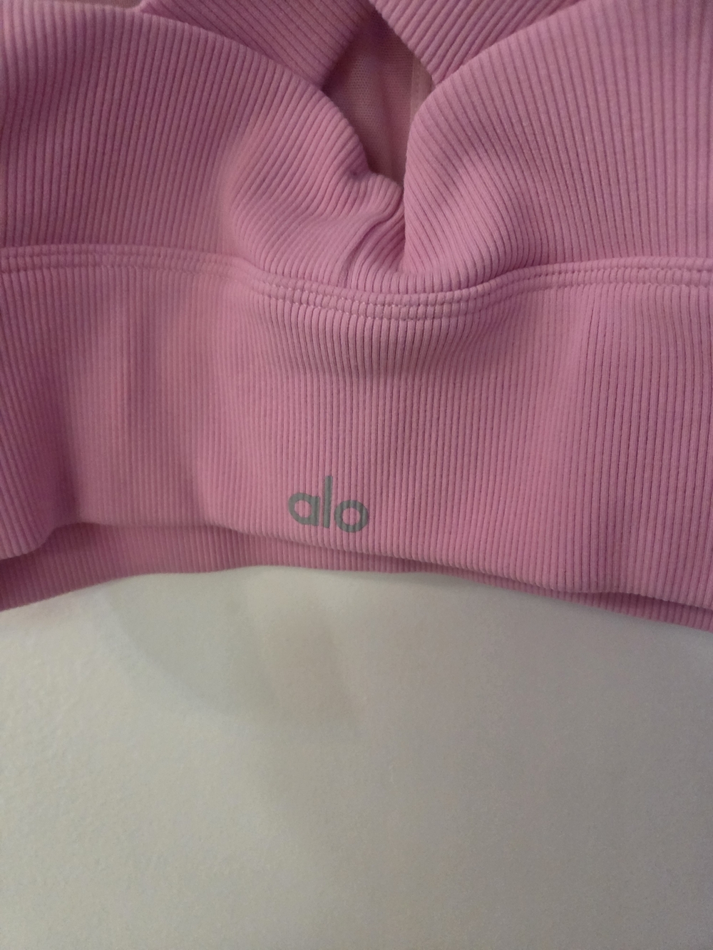 Alo Pink Crossback Ribbed Sports Bra - Picture 2 of 4